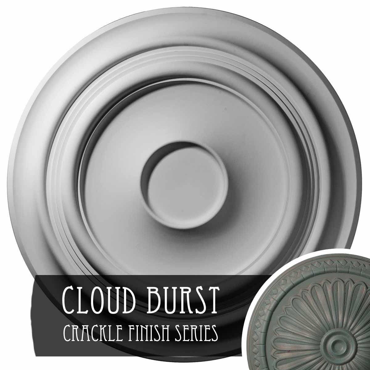 32 5/8x22OD x 1 1/2x22P Ceiling Medallion Hand-Painted Cloud Burst Crackle F5092