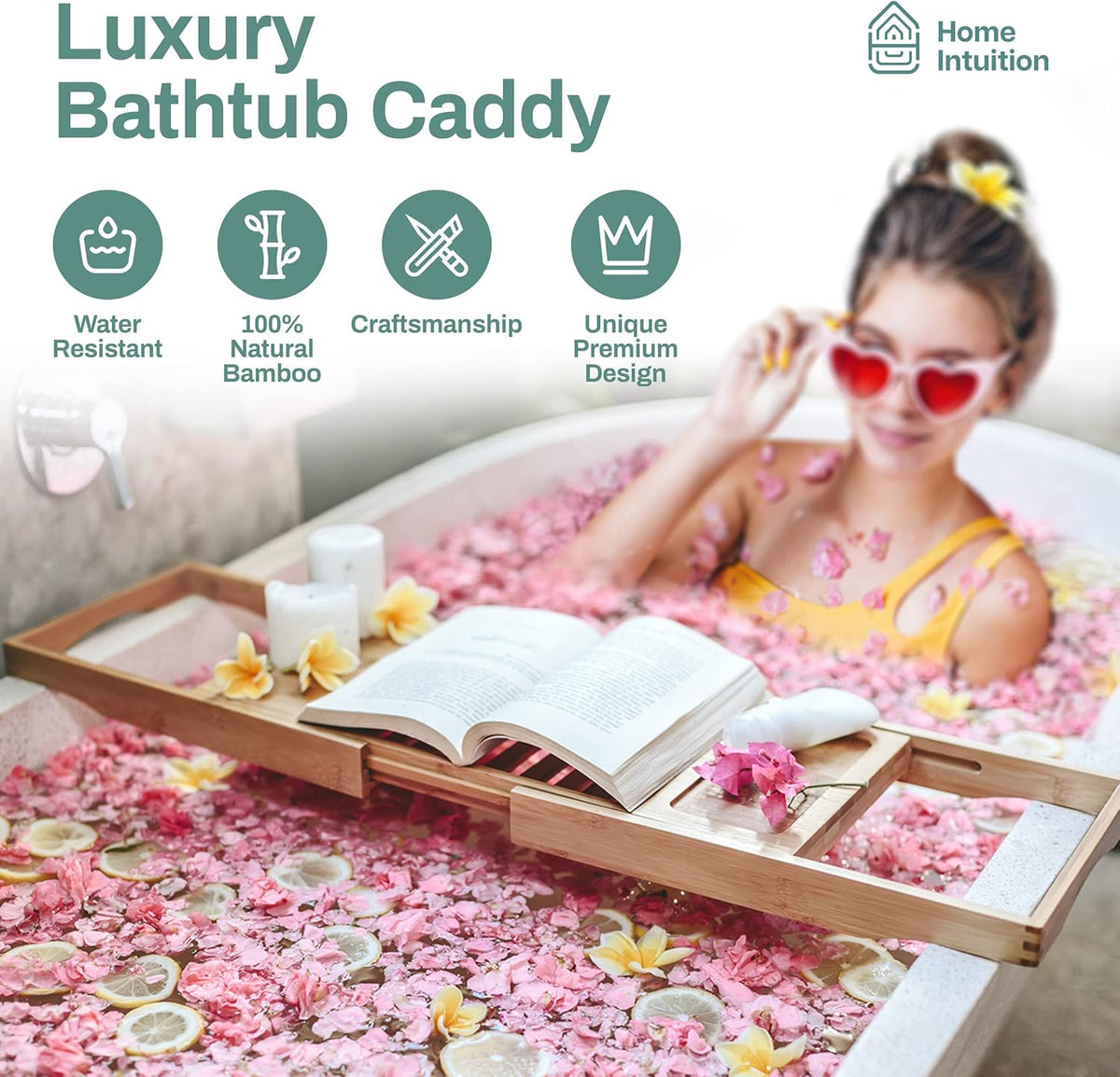 Bamboo Bath Tub Table Tray Caddy Pack of 2 L170