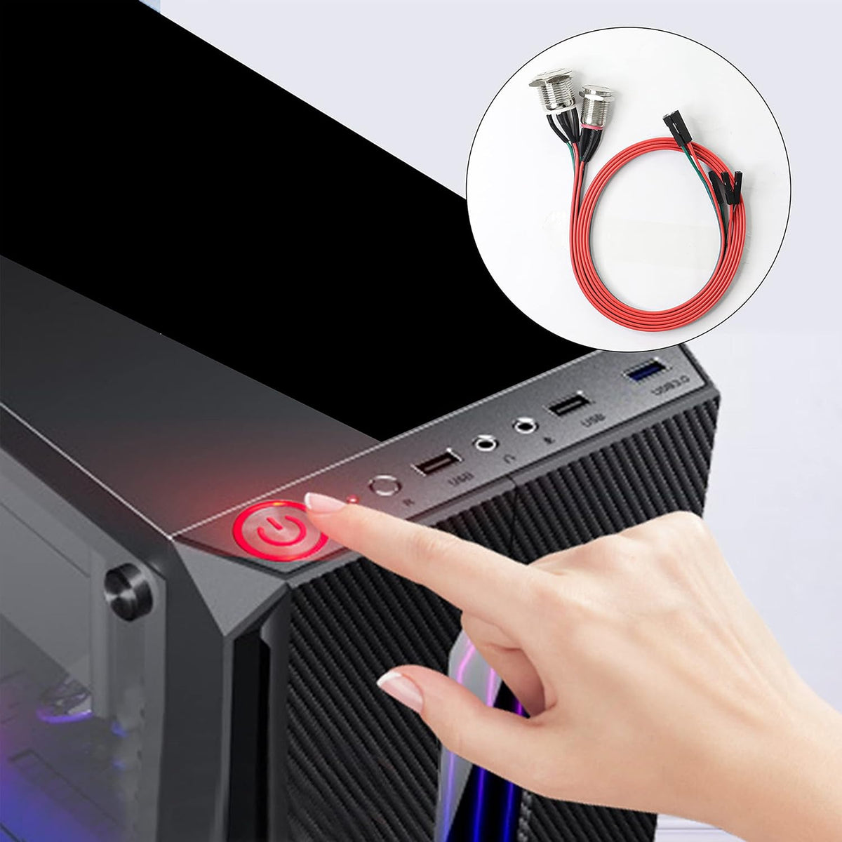 PC Case LED Power Button Switch 60cm 16mm E90877