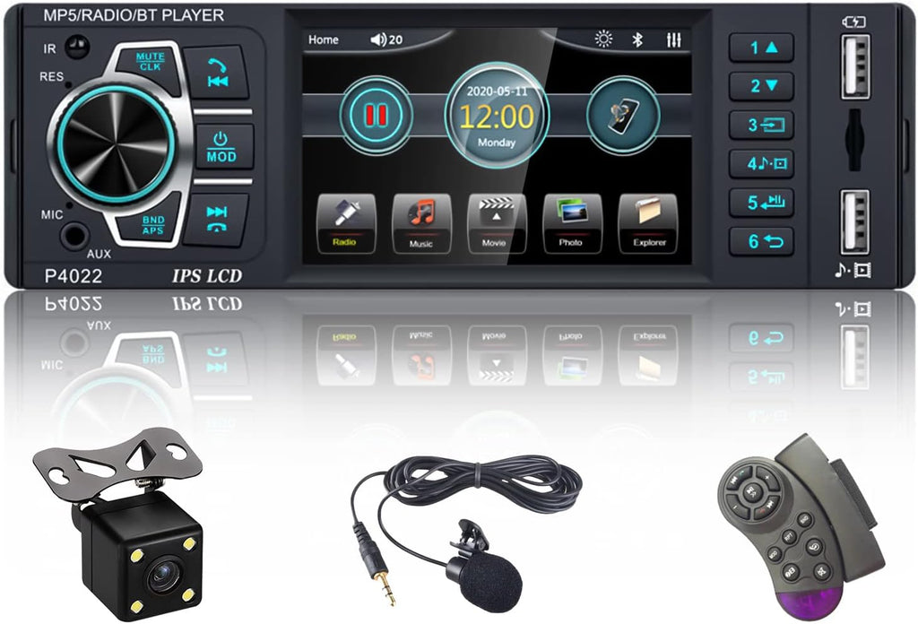 Single Din 3.8 inch Capacitive Touch Screen MP5 Player with Backup Camera Q64478