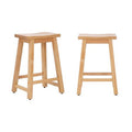 Solid Wood Saddle Seat Bar Stool (Set of 2), Oak, Brown V6418