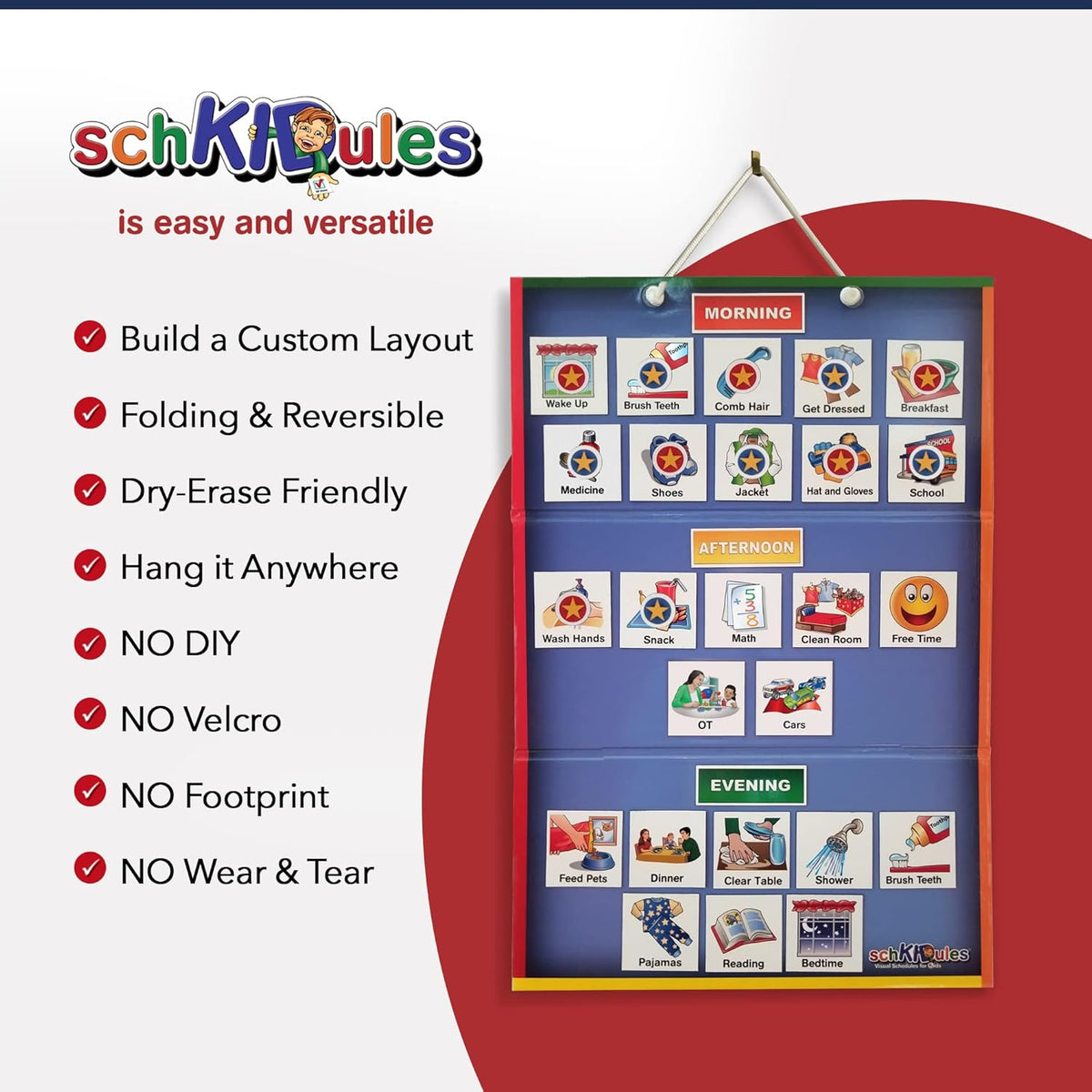 Visual Schedule Magnet Board with 189 Magnetic Picture Cards, Pack of 2 H695595
