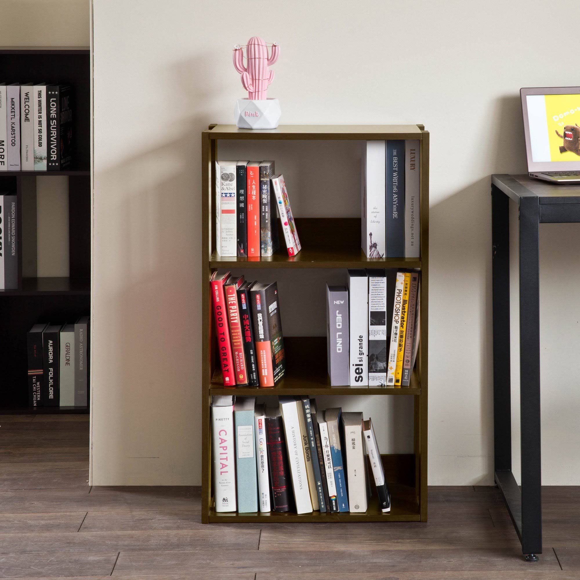 Classic Cherry Finish 3 Shelf Bookcase N77025