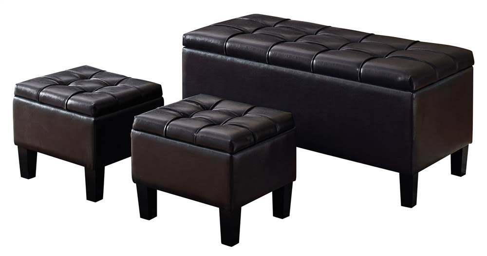 3 Piece Faux Leather Storage Ottoman N263