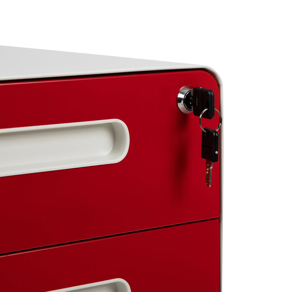 White and Charcoal 3-Drawer Mobile Locking Filing Cabinet C1284