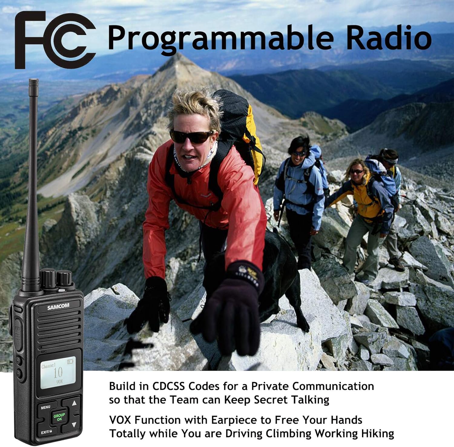 6 Packs UHF Two Way Radios with Earpieces B32987