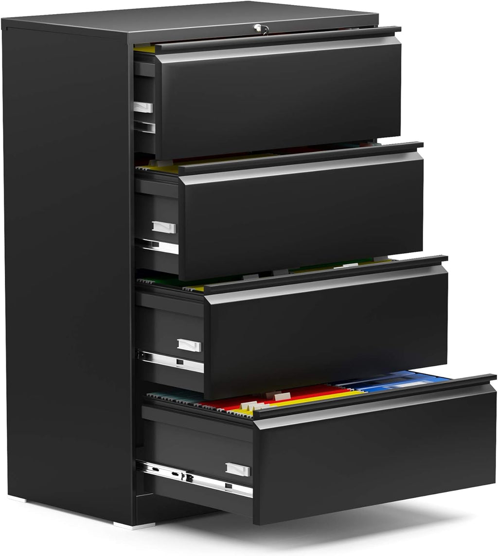 White 4 Drawer Metal Lateral File Cabinet with Lock S218