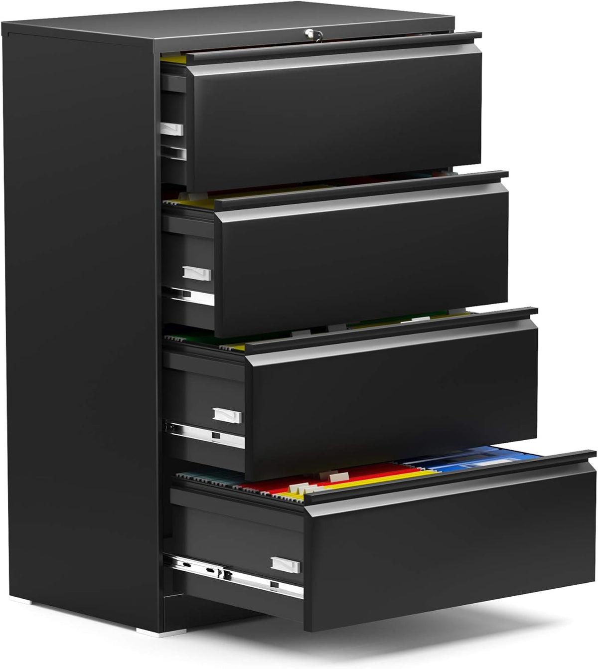 White 4 Drawer Metal Lateral File Cabinet with Lock S218