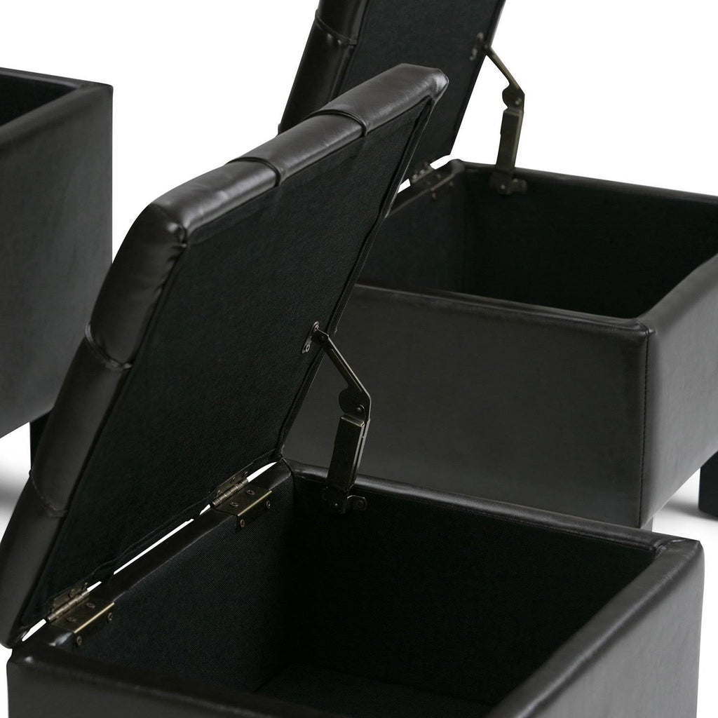 3 Piece Faux Leather Storage Ottoman N263