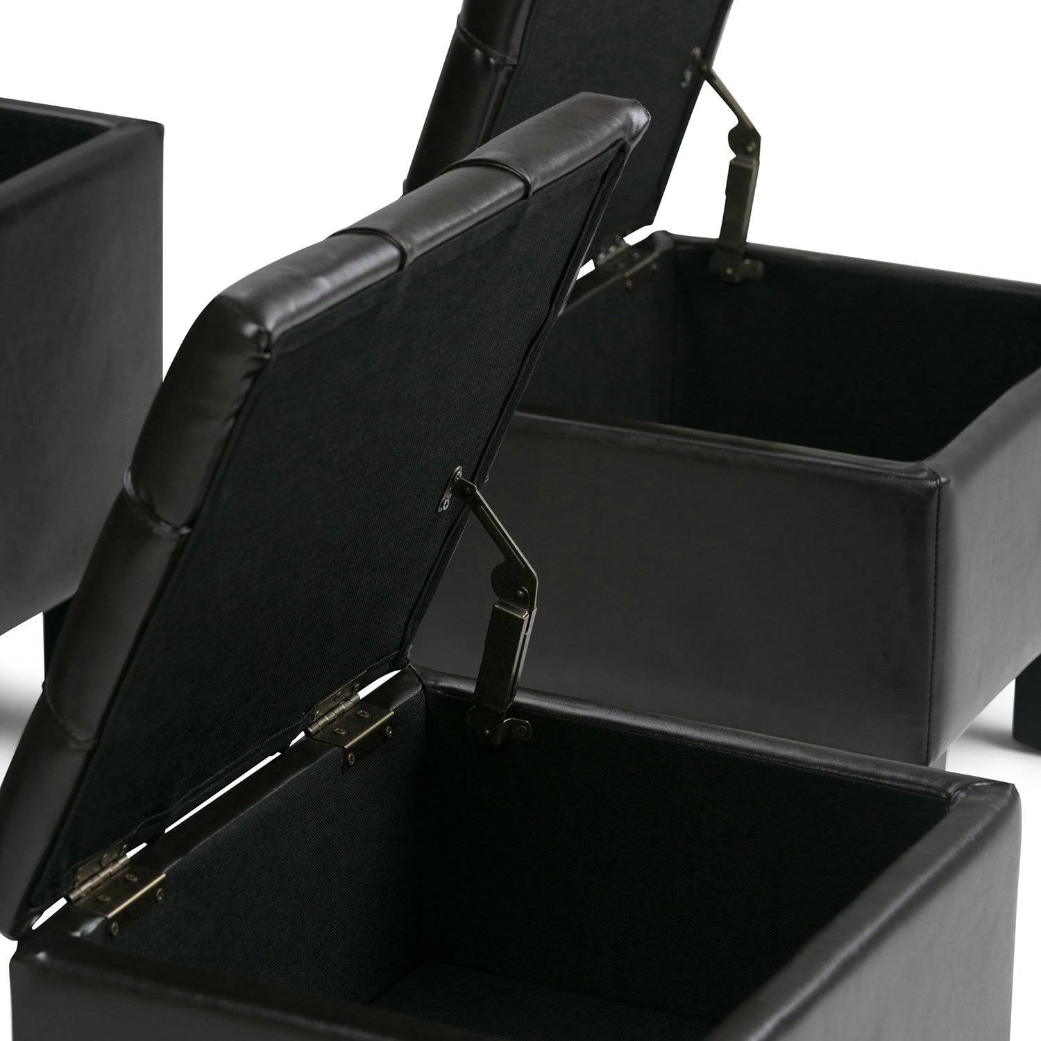 3 Piece Faux Leather Storage Ottoman N263