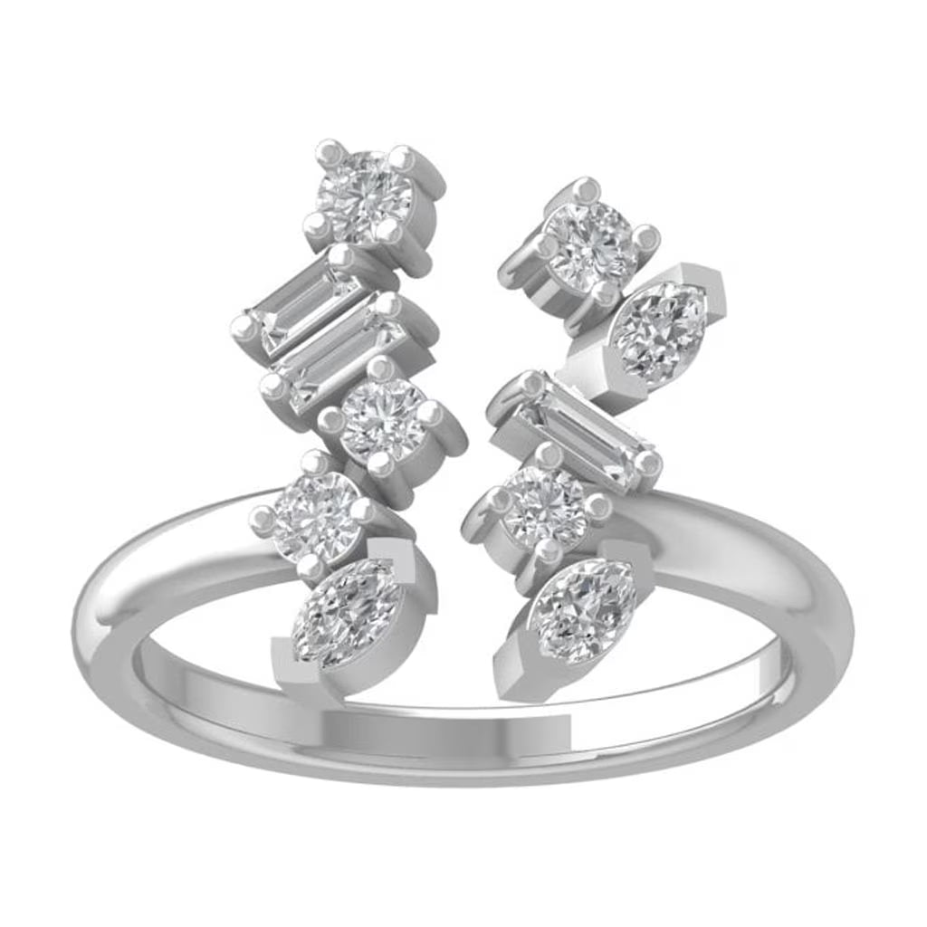 14K White Gold Lab Grown Diamond Open Band Ring B824