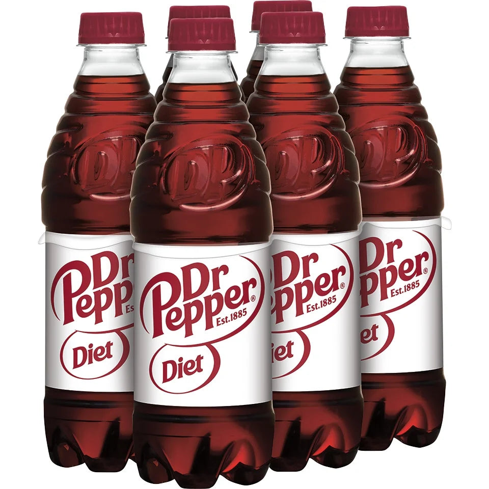 Diet Dr Pepper Soda Pop, 16.9 fl oz, 6 Pack Bottles W817