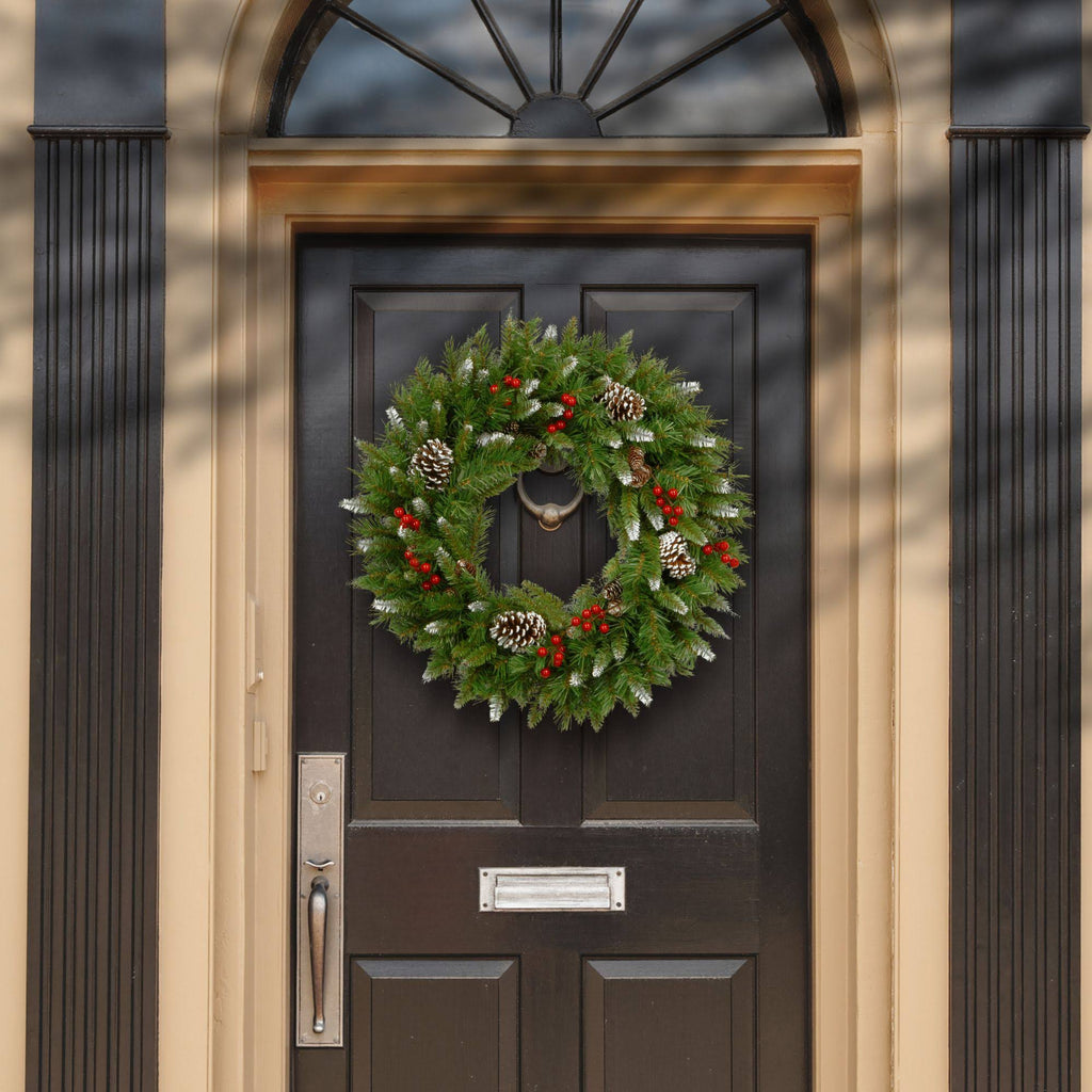 24" Unlit Frosted Berry Christmas Wreath D4852