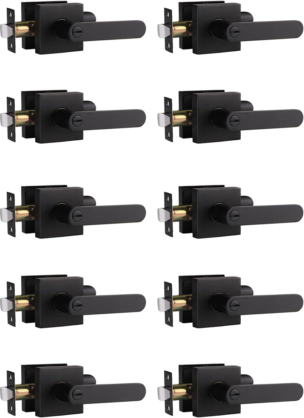 Matte Black Privacy Door Handle Lever, Pack of 6 M59741