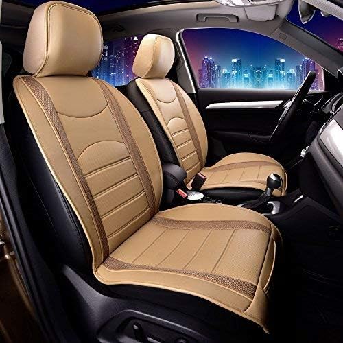 Beige Leatherette Front Car Seat Cushions M5033
