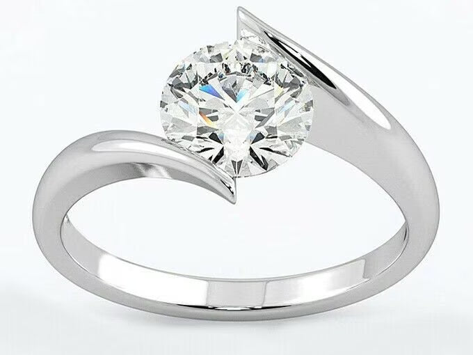 18K White Gold Plated Moissanite Engagement Ring T8043