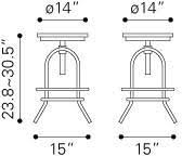 Distressed Natural Counter Stool E240