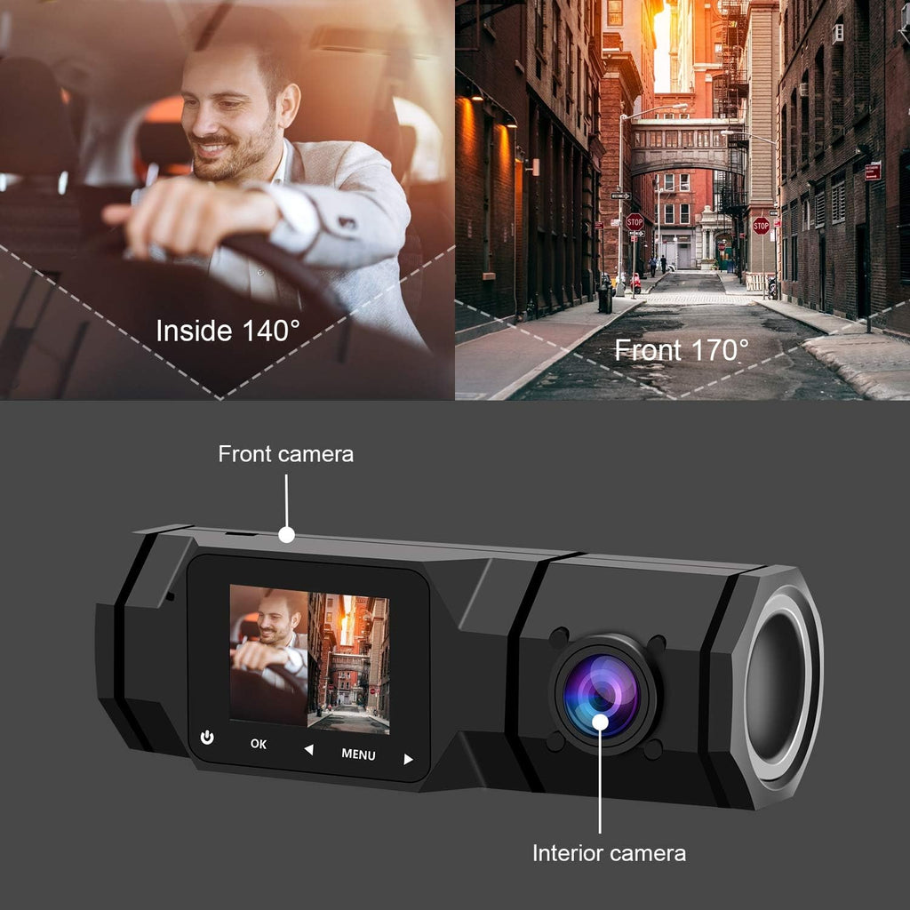 Dual Dash Cam FHD 1080P Front and Interior IR Night Vision Pack of 2 Q221319