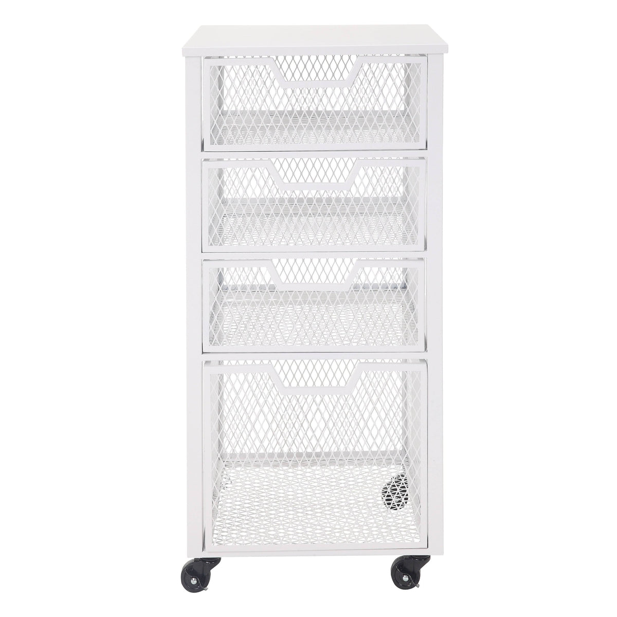 4 Drawer White Metal Rolling Cart S204242