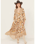 Ivory Floral Maxi Dress R9076
