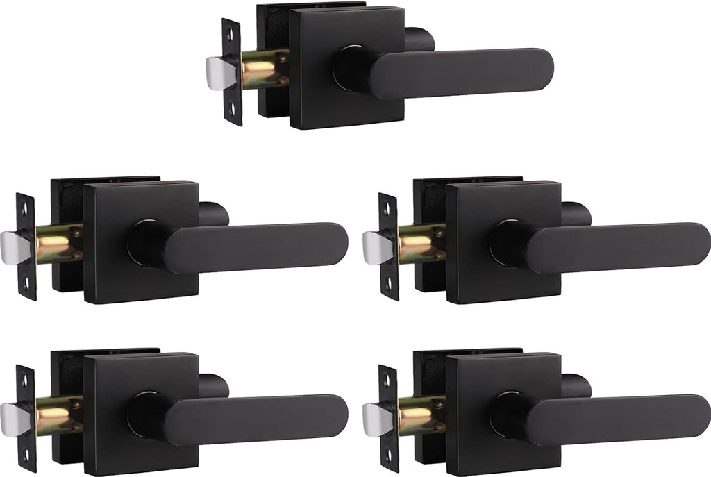 Matte Black Privacy Door Handle Lever, Pack of 6 M59741