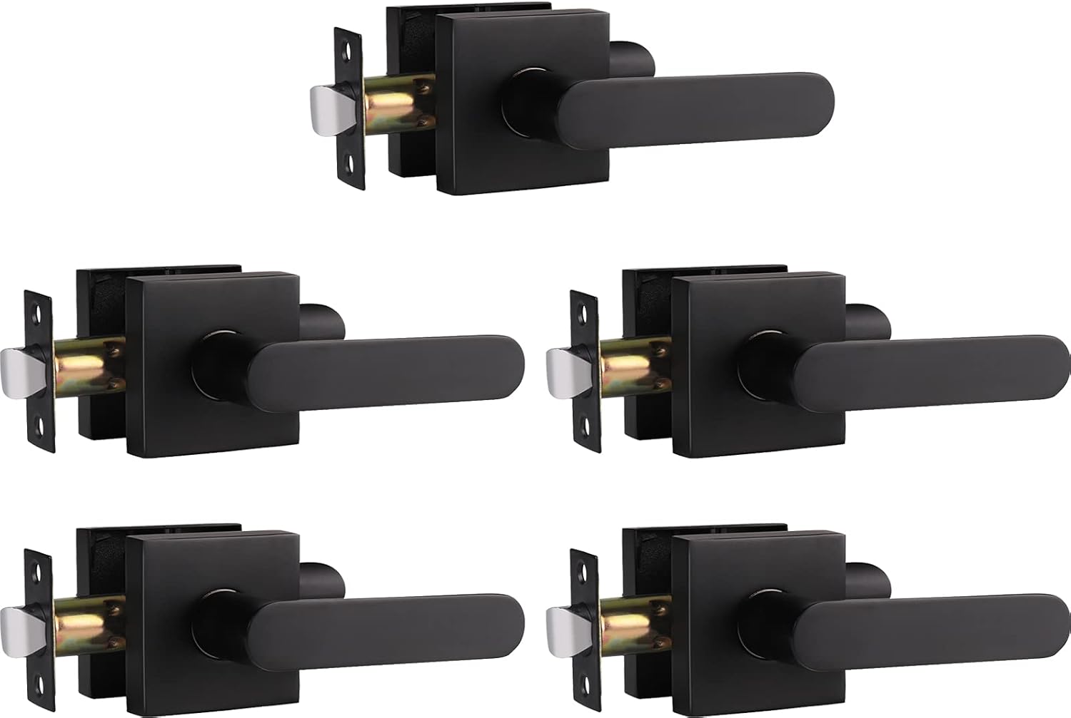 Matte Black Privacy Door Handle Lever, Pack of 6 M59741