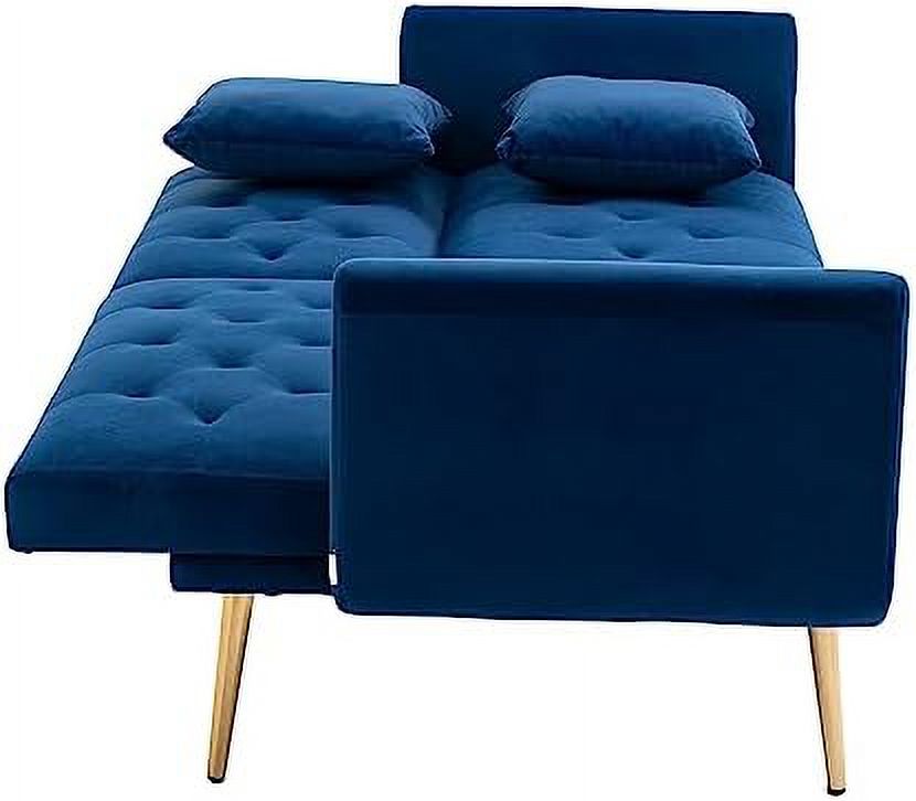 Beige Velvet Loveseat with 7 Gold Metal Legs T265345