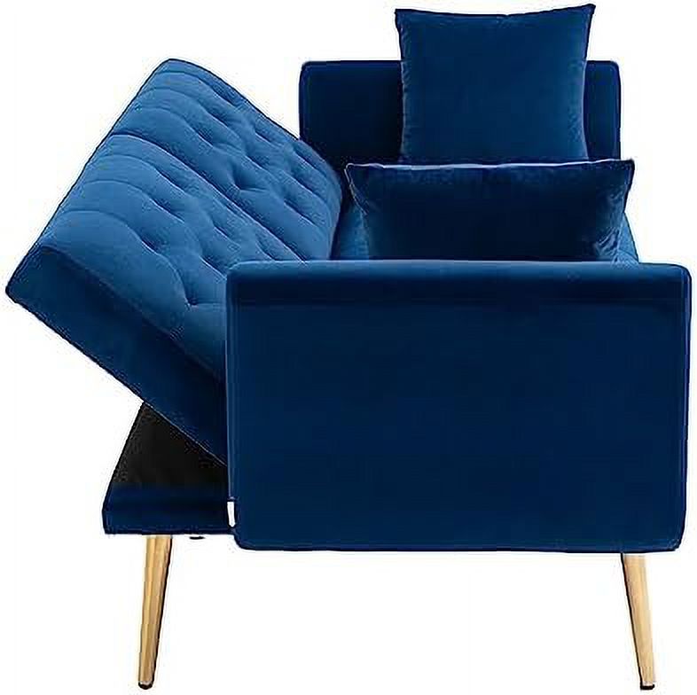 Beige Velvet Loveseat with 7 Gold Metal Legs T265345