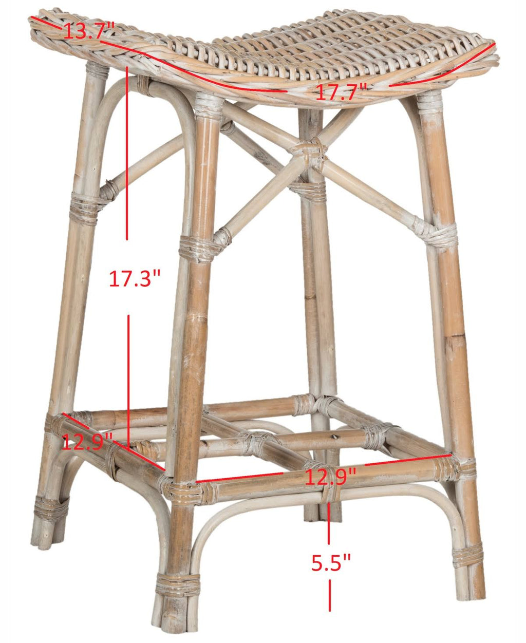 Natural Washed Wicker Bar Stool Q79868