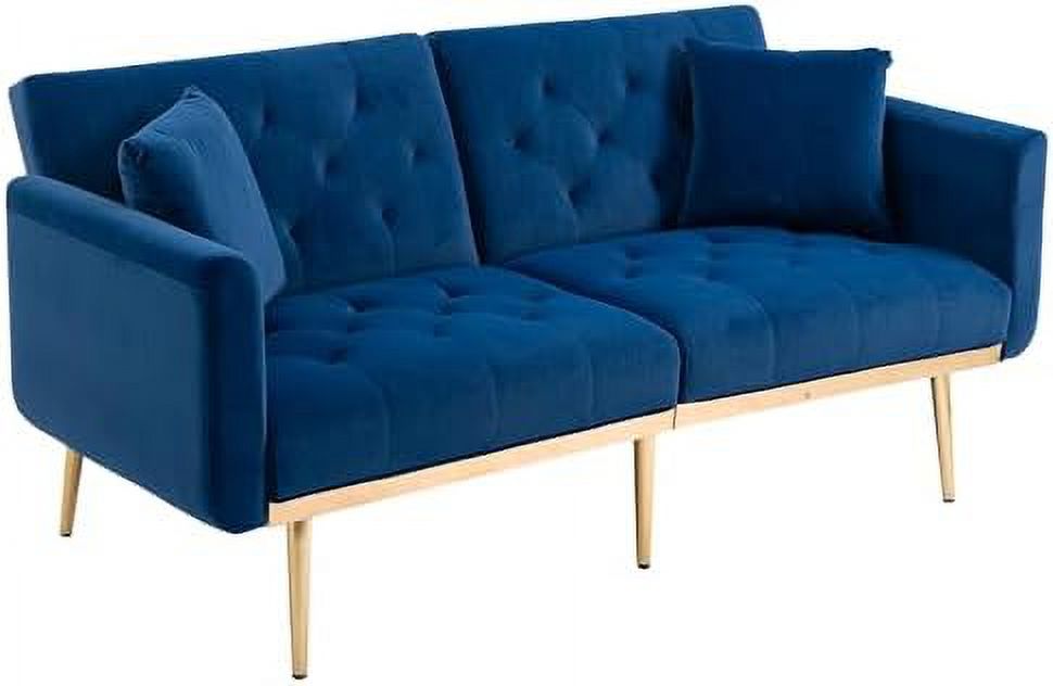 Beige Velvet Loveseat with 7 Gold Metal Legs T265345