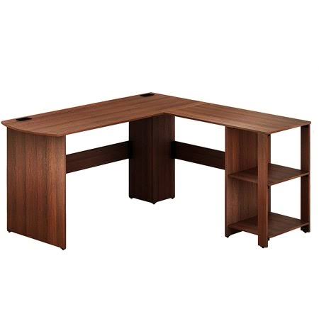 Walnut L-Shaped Wood Corner Desk S555