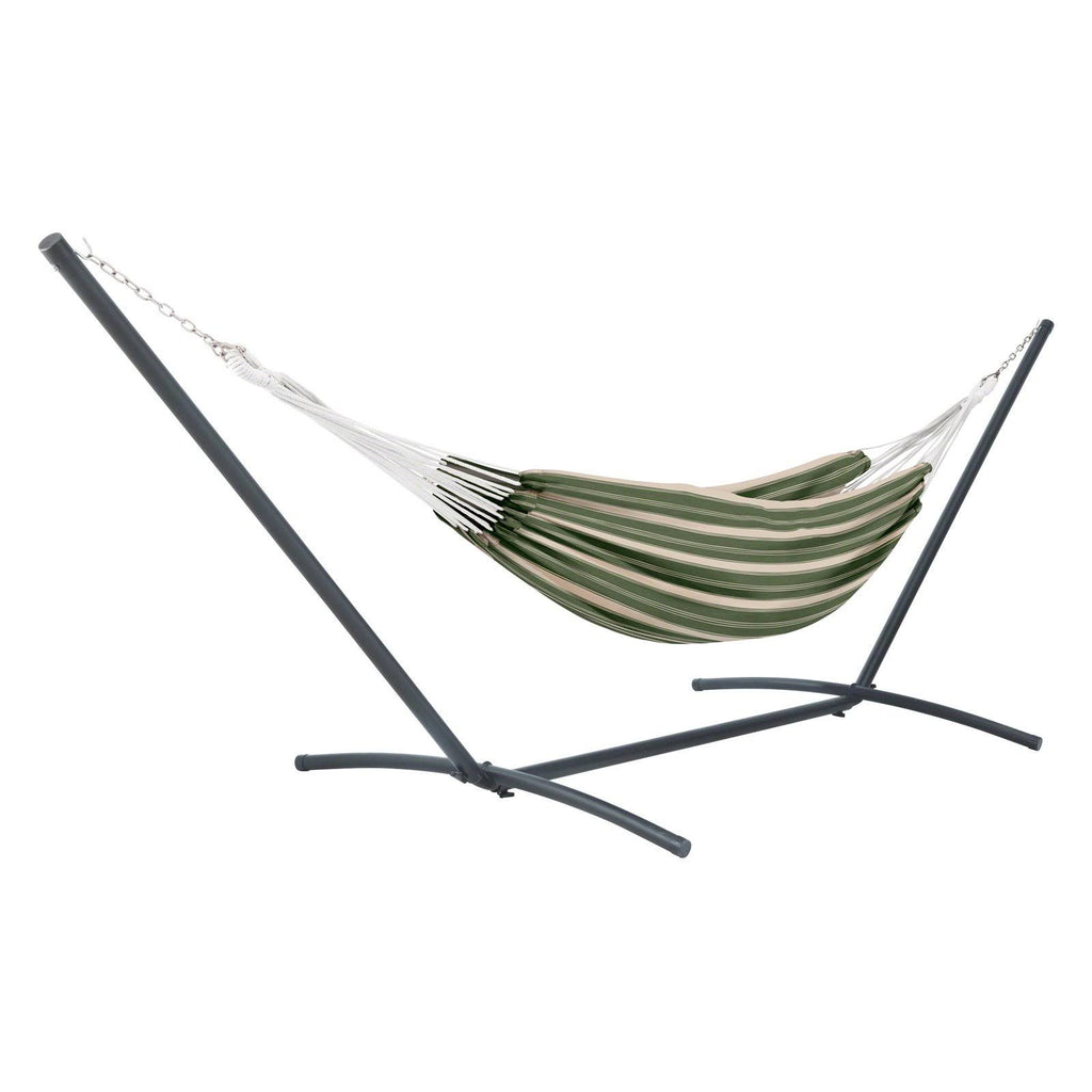 Heather Fern Green Stripe Hammock with Steel Stand Z409