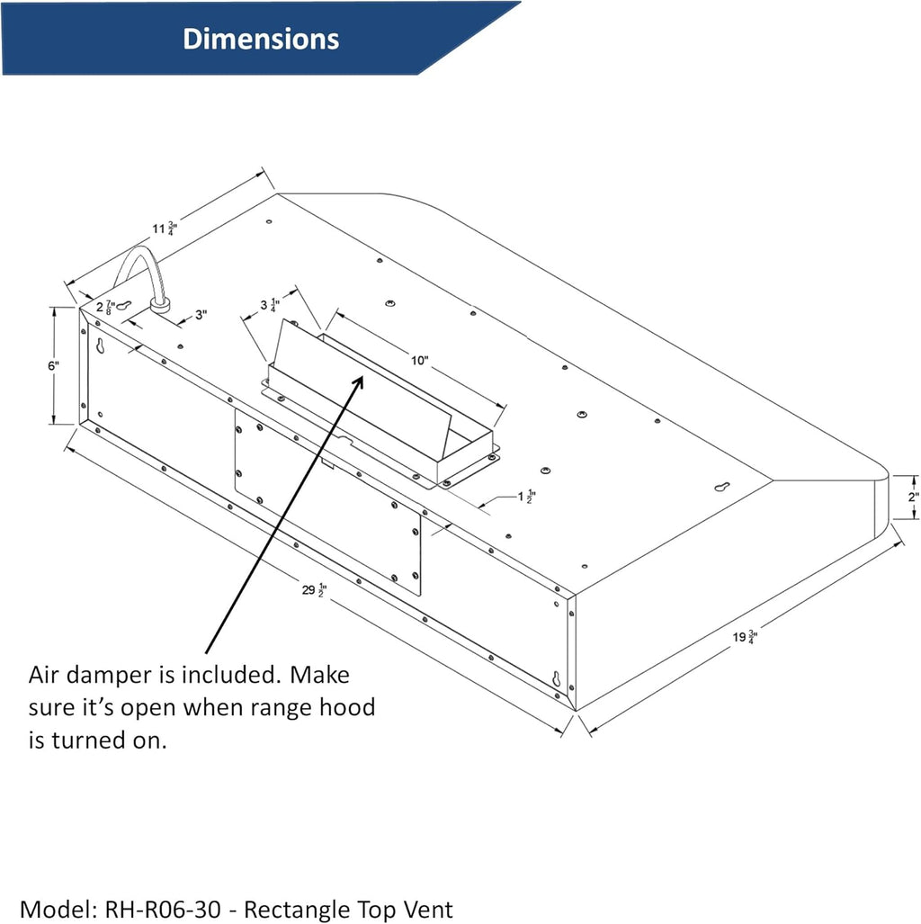 Rectangle Vent Range Hood with LED Lights J959818
