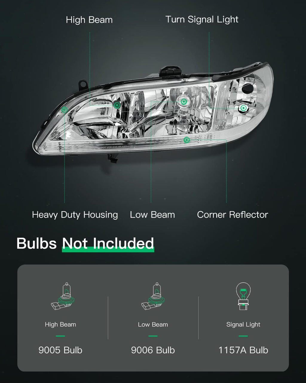 Chrome Housing Clear Lens Headlight Assembly Q611935