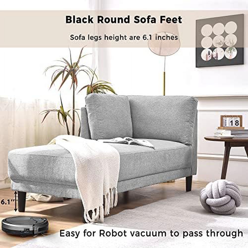 Black Velvet Chaise Lounge Chair with Solid Wood Legs J704255
