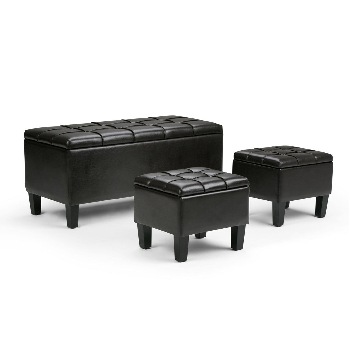 3 Piece Faux Leather Storage Ottoman N263