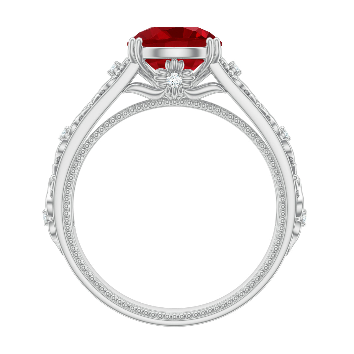 2.5 CT Lab Created Ruby and Moissanite Engagement Ring in Gold, 925 Sterling Silver N101473