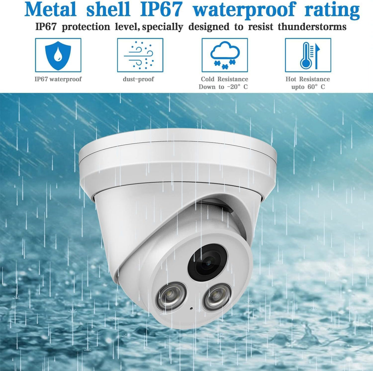 4K UltraHD 8MP Outdoor Security PoE IP Turret Camera with Microphone, 2.8mm Wide Angle, 98ft Night Vision, H.265, IP67 Waterproof F984