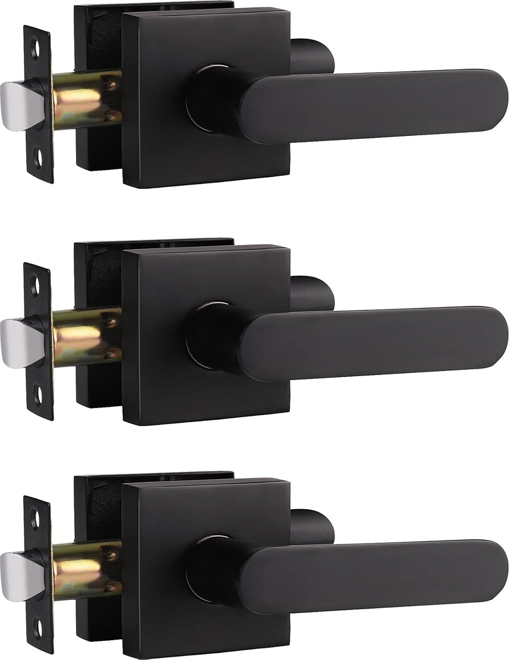 Matte Black Privacy Door Handle Lever, Pack of 6 M59741