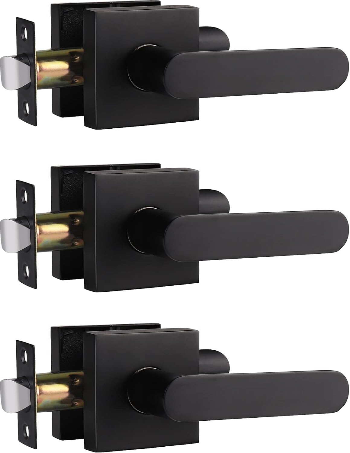 Matte Black Privacy Door Handle Lever, Pack of 6 M59741