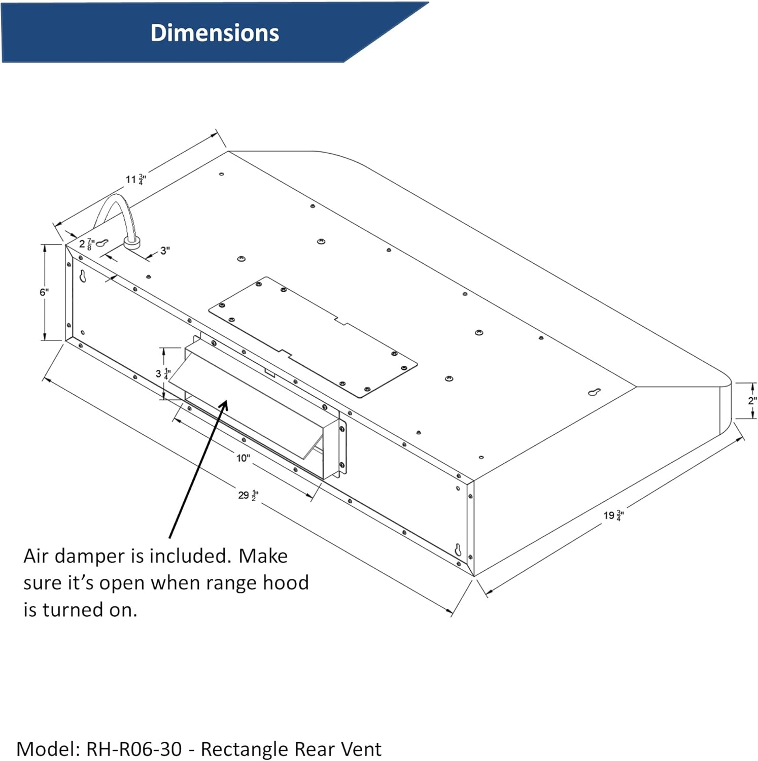 Rectangle Vent Range Hood with LED Lights J959818