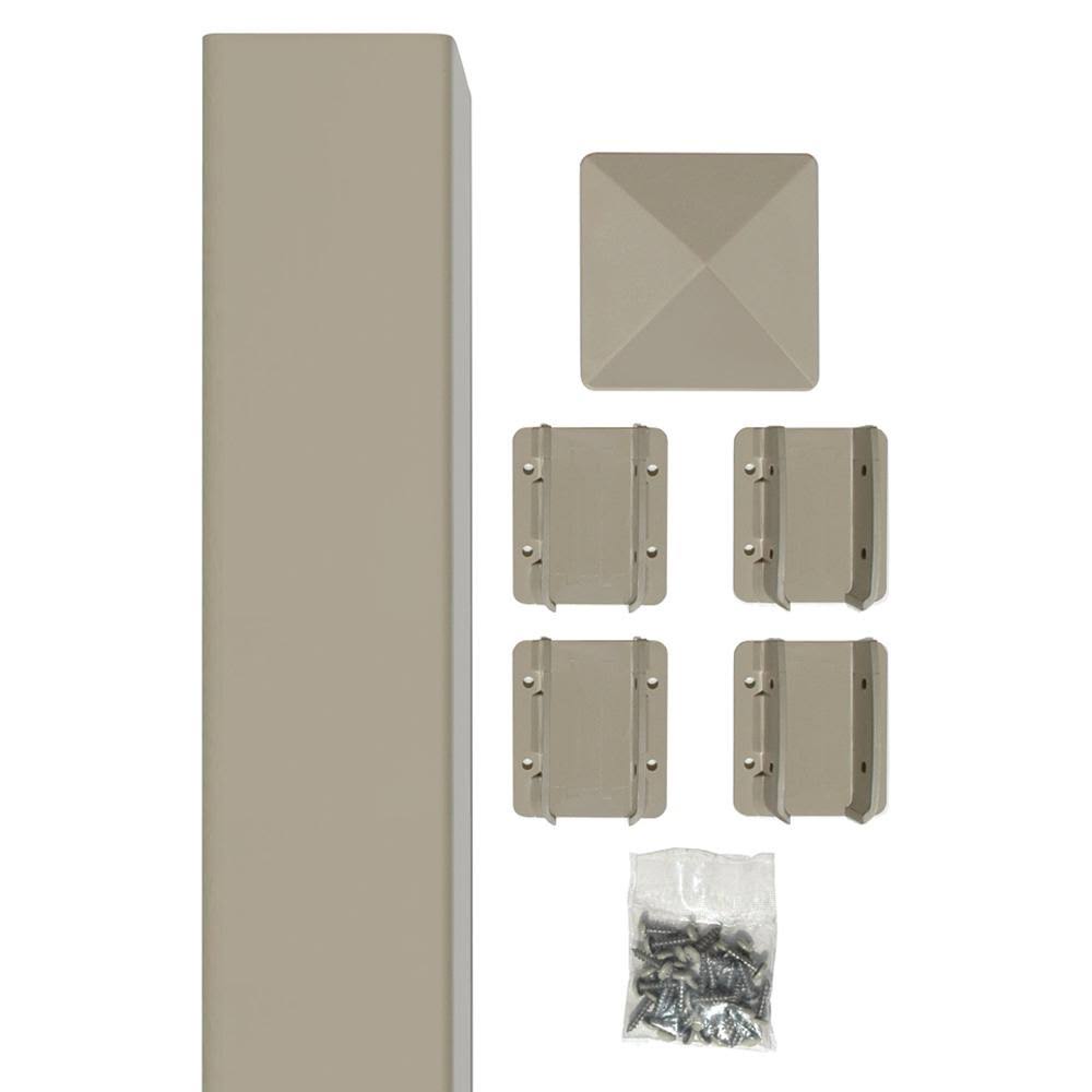 Tan Vinyl Fence Post Kit V956702