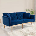 Beige Velvet Loveseat with 7 Gold Metal Legs T265345