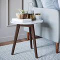 White Faux Carrara Marble Nightstand with Solid Wood Legs X5968