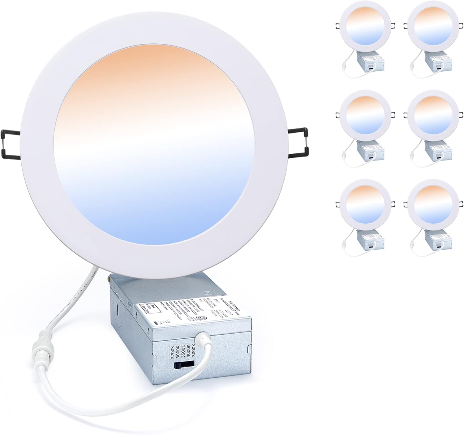 5 CCT Adjustable Dimmable 4-inch Recessed Light with Junction Box, 6 Pack I853061