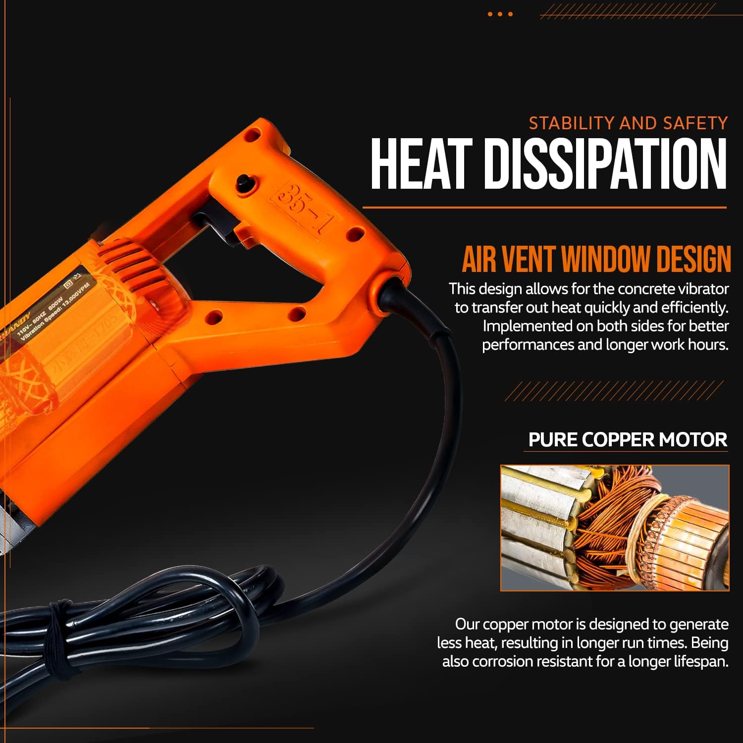 Concrete Vibrating Power Tool with 4.9 Ft Flex Hose Immersion Shaft V78613