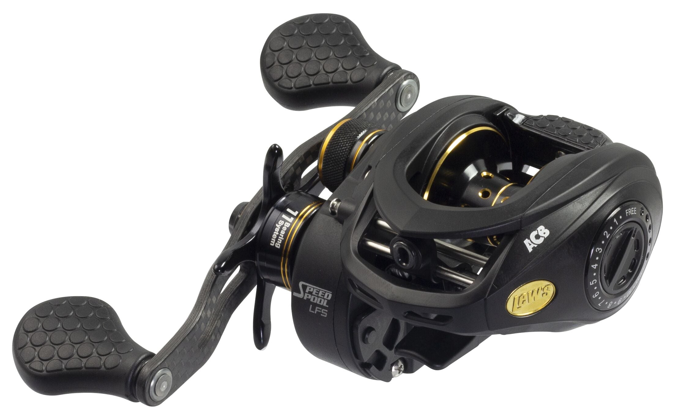 Baitcast Fishing Reel, Right-Hand Retrieve, 7.5:1 Gear Ratio, 11 Bearing, Black P513