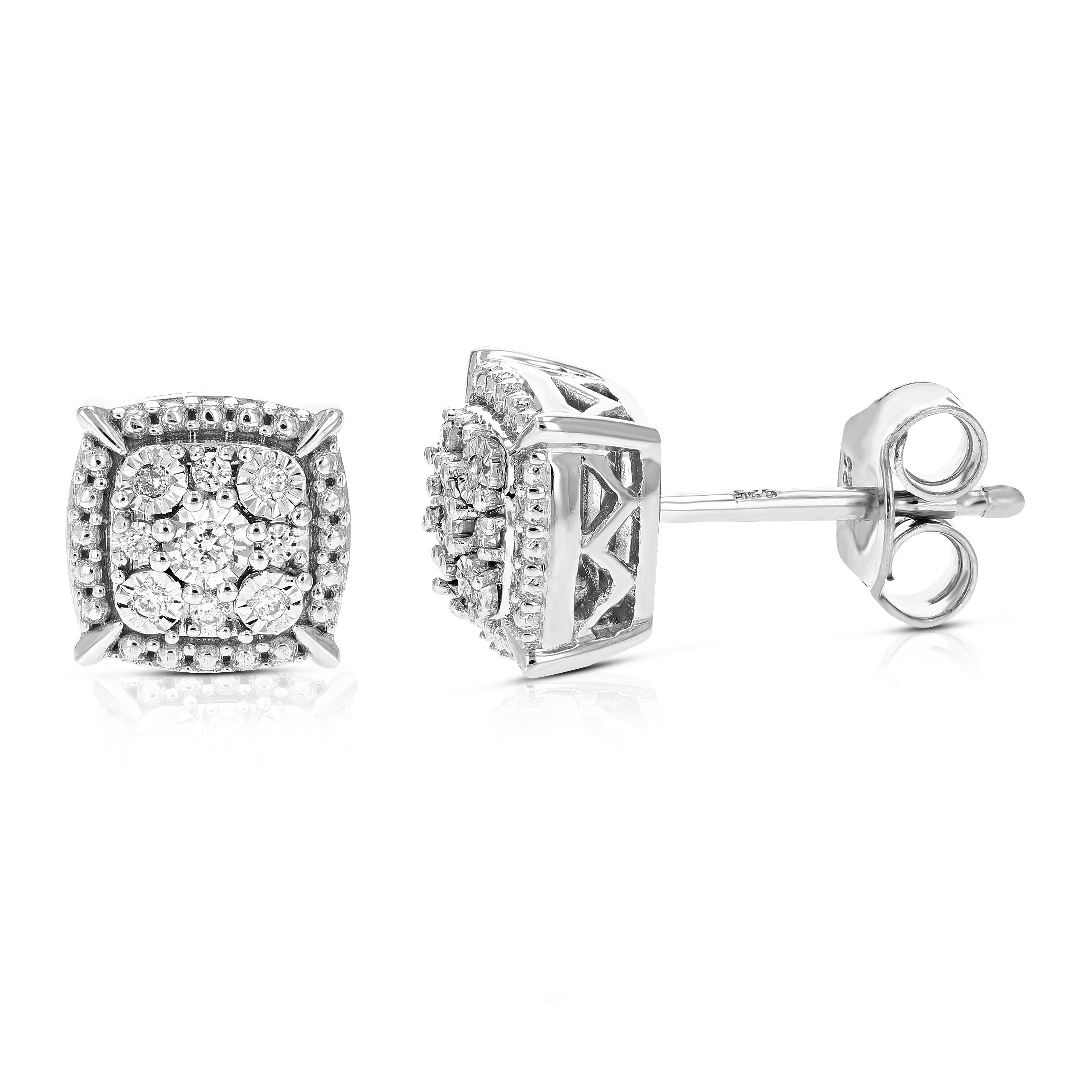 1/10 CTTW Lab Grown Diamond Stud Earrings in .925 Sterling Silver N4846
