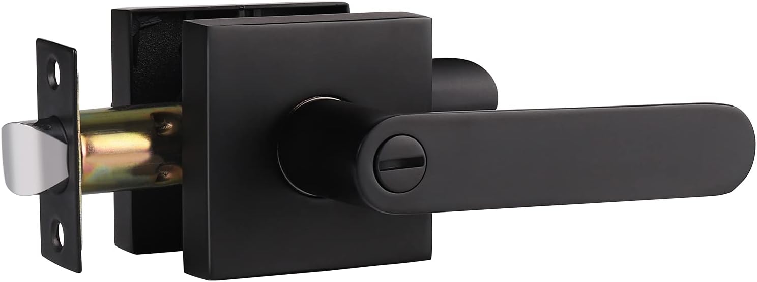 Matte Black Privacy Door Handle Lever, Pack of 6 M59741