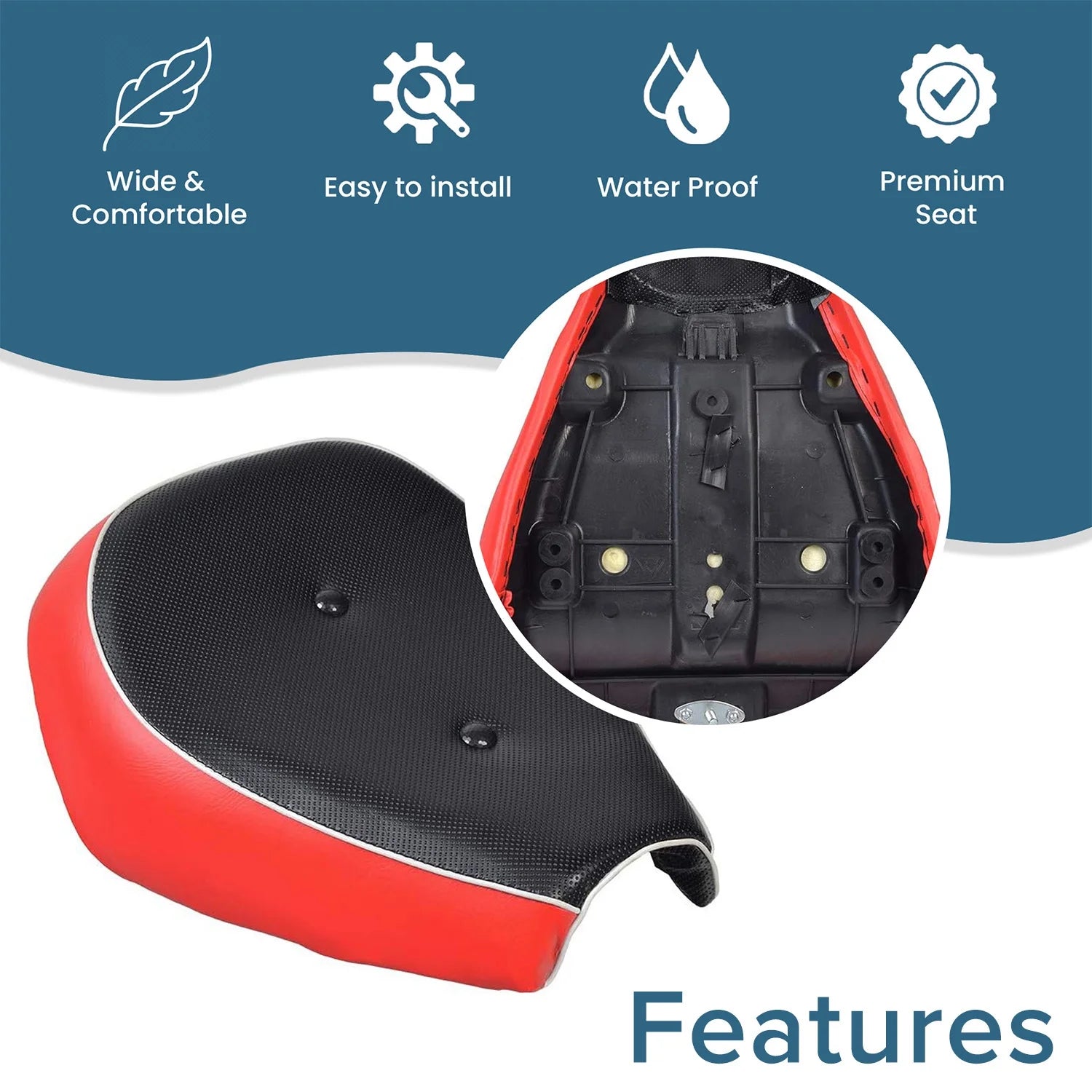 Black & Red Seat for Baja MB165 & Falcon Mini Bikes A296511